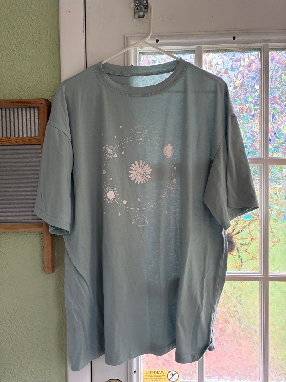 Casual Sage Graphic Tee - Mens Floral Orb Design